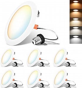 LVWIT 4 Inch LED Recessed Light, Recessed Can Lights Color Selectable 2700/3000/4000/5000/6000K 5CCT, 7W 700LM, Dimmable LED Can Lights with E26 Conversion Kit,Suitable for 4inch Can,6 Pack