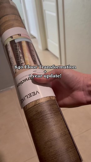 I have done #contactpaper on my floors 4 different times! This one is still going strong over a year later! I have it linked in my bio! #BudgetFriendly #renterfriendly #diy #homedecor | Being The Blooms