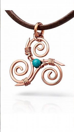 DIY Copper Wire Art Pendant with Turquoise ✨ So Simple!