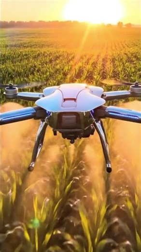 Futuristic agricultural drone spraying