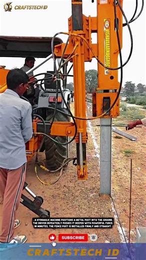 Hydraulic Post Driving Machine | Fast Fence Installation Process #machine #construction