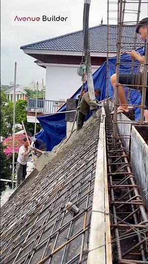 Inclined roof concrete pouring: Enhances the structural stability and durability of the roof #shorts