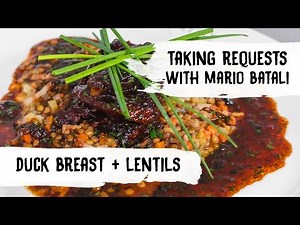 Mario Batali Cooks Crispy Duck Breast with Lentils + Bacon