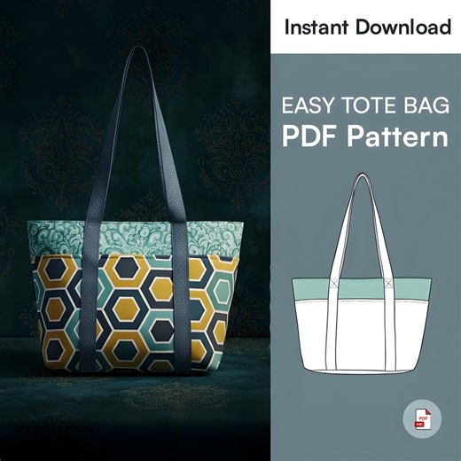 Ruffle Pocket Tote Bag Sewing Pattern | Beginner Friendly (PDF Pattern) - Etsy