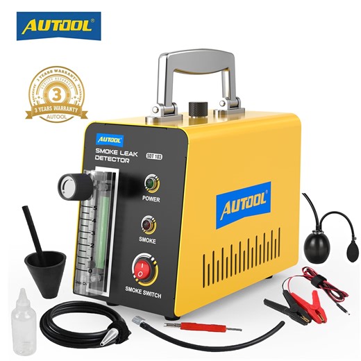 AUTOOL SDT103 EVAP Car Smoke Machine Automotive Vacuum Smoke Leak Detector DC12V Vehicle Exhaust System Diagnostic Tester W/ Fuel Pressure Gauge for Motorcycles Cars Trucks
