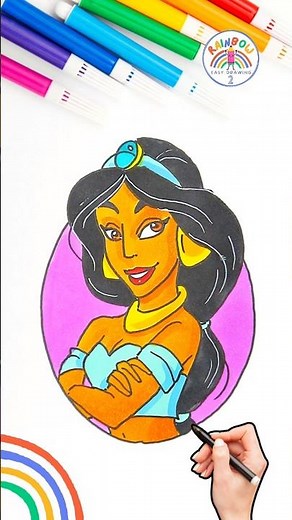 Princess Jasmine Drawing | How to Draw Princess Jasmine Wow 🌈💙 #disney #drawing #short #viral