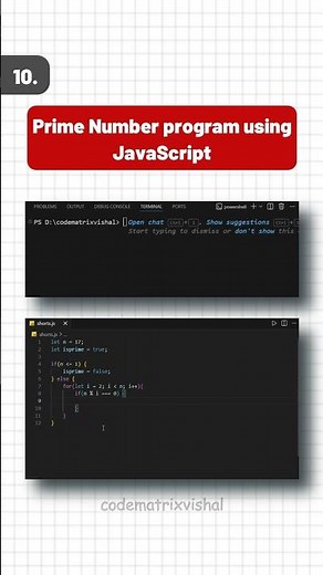 Prime Number Program Using JavaScript | Check Prime Number Logic | JS Interview & Beginner Concept