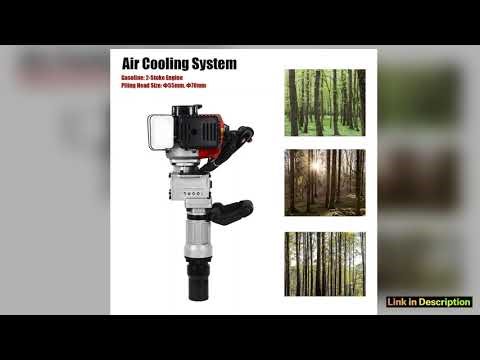 900W Gas Powered Fence Post Driver TwoStroke Engine Adjustable Sockets Large Fuel Tank and