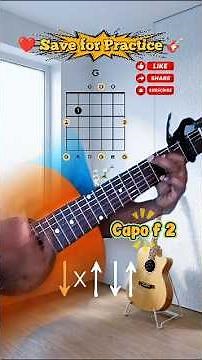 Easy Guitar Strumming Pattern with Em, C & D (Capo 2) 🎸 #Shorts #guitar #strumming #trending #viral