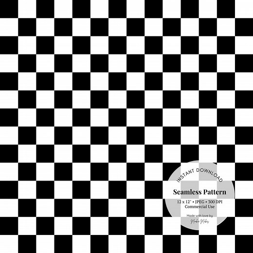Checkerboard Seamless Pattern: Black and White Grid (JPG Digital Download 3600x3600px ) - Etsy
