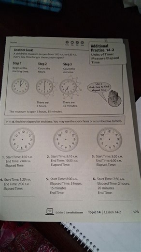 In 1-6, find the elapsed or end time. You may use the clock fac... | Filo