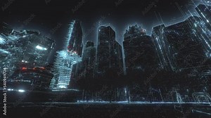 Smart city concept with abstract infographics. Artificial intelligence technology, digital city, data communication, 5g networks