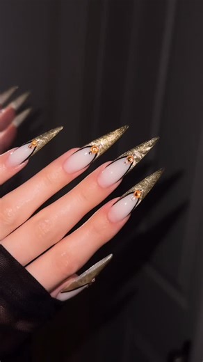 Rachel Glamm • Nail Artist on Instagram: "fun cat eye design ⚜️🦢✨🥂 would you wear this design?! “Off script” cat eye polish from @vbeautypure use code glamm10 to save 🫶"