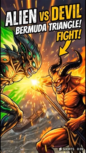 Alien vs Devil Fight in Bermuda Triangle 🌊👽😈#shorts #ytshorts#viral #viralvideo #ai