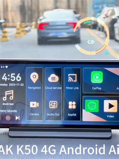 AI Screen GPS Navigation Carplay Android AUTO Dual Lens Dash Cam Rear View Mirror Video Recorder.#follower