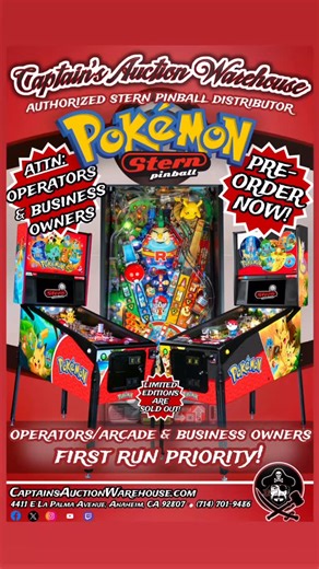 💥Stern Pinball: POKÉMON💥 Captain’s is an authorized Stern Pinball Distributor 🏴‍☠️ Pre-order Now! 💥 #pokèmon #pokemonpinball #pokémon #pinball #collectible | Captain's Auction Warehouse