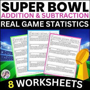 Super Bowl 2026 Math Reading Passages Activities Worksheets Superbowl History