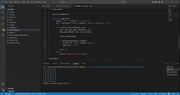 #python #gamedevelopment #connectfour #internpe #coding #learningjourney | Ankita Das