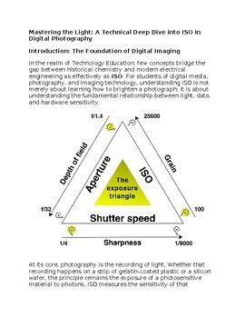 ISO (Mastering Light) Technology Education - Reading Passage and x 10 Questions