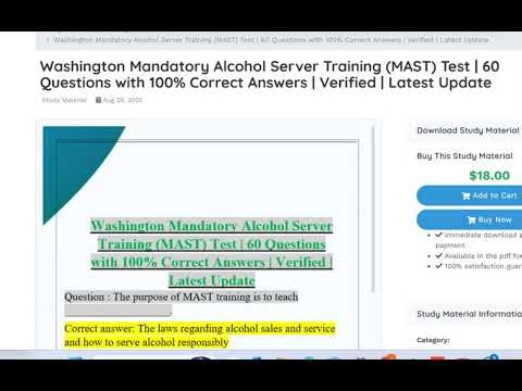 Washington Mandatory Alcohol Server Training MAST Test