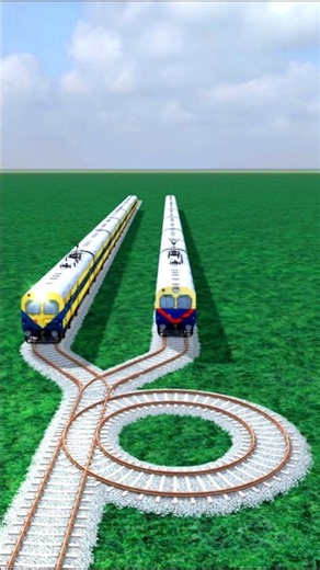 2 MEMU TRAINS DRIFT ON SAME CIRCLE BUMPY RAILROAD😳 #train #railroad