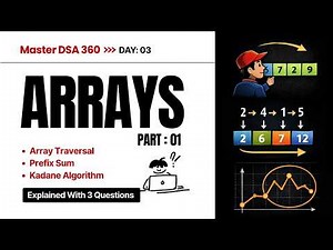 Arrays-1 | Prefix Sum + Kadane Algo. + Arrays Patterns Problems | LC 26, 53, 121 | DSA 360: EP 03