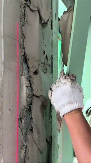 Example of installing panels between ceramic tiles and concrete on wall surface as cladding #shorts