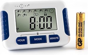 Timer (mit deutscher Anleitung), Pillenerinnerung, Medikamenten-Uhr/Wecker mit 8 Alarmen pro Tag, essentiell für Parkinson-Patienten