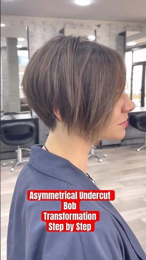 Asymmetrical Undercut Bob ✂️Transformation Step by Step 🔥 #haircut #hairtrends#hair