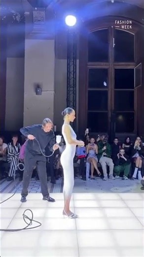 Bella Hadid's Spray Painted Dress Exposed