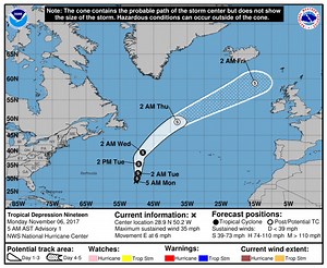 Tropical Depression Forms In Central Atlantic