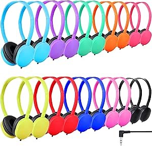 Kids Headphones Bulk 10 Pack for School Classroom Children Boys Girls Teen Adult,Computer Class Set of Headphones for Students 3.5mm Jack Multi Color