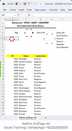 Advanced - TOPN + SORT + GROUPBY & Custom Sort Drop Down - Excel 365