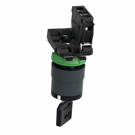 XB5AG61 - Key switch selector, Harmony XB5, plastic, black, 22mm, key 455, 2 positions, spring return right to left, 1NO | Schneider Electric USA