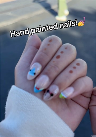 Hand painted Disney Theme nails! 💅 #disney #disneyparks #paintednails #nail #magickingdom