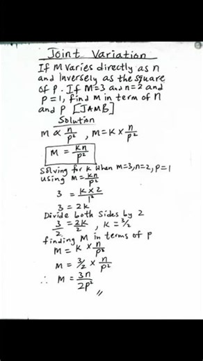 #Joint Variation : JAMB Past Question Explained