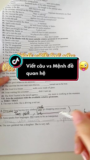 Mệnh đề quan hệ, đại từ quan hệ và cách viết lại câu #VietNamToiYeu #msanhluyenthitienganh9den12 #luyenthivao10 #relativeclauses