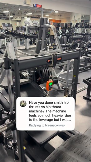 IFBB Pro Jordan Gladman on Instagram: "Hip Thrust Machine (@glute.builder) 70lbs starting weight vs Smith Machine Precor 35lbs starting weight."