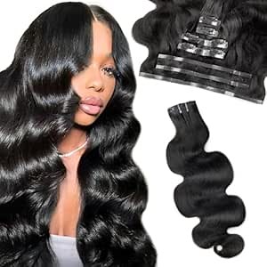 14 inch Seamless Body Wave Clip in Extensions Real Human Hair Extensions Clip Ins 110g 7pcs Thick Invisible Clip in Hair Extensions #1B Natural Black