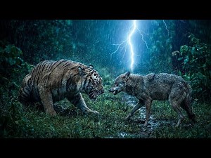 Bengal Tiger vs Indian Wolf: Night Hunt in the Monsoon Jungle