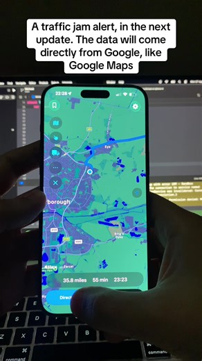 A traffic jam alert that will alert you within 2 miles before getting there, in the next update. The traffic data will come directly from Google, same level of service like Google Maps #44tonarmy #hgv #truck