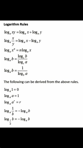 Different formulas of Logarithms 👇 #mathseasy #logarithms #logarithmic #logarithm #technology #languagemodel #teamwork #valentinesdayactivity #literaryevent #charityevent #schoolcounselor #schoolstaff #communityengagement #education | MathsEasy
