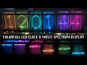 Colourful RGB Glow Tube Clock LED, Music Spectrum Analyser with Temperature display Demo