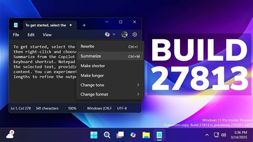 【双升】微软宣布推出 Windows 11 最新版原生应用（截图工具和记事本）更新：规整手绘线条 / 形状、AI 文本摘要！