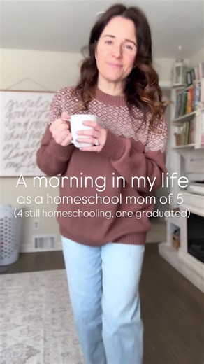 And for the moms that go for a run and then shower and get ready early in the morning I love that for them, but that’s not me… I stretch and/or exercise at some point, but not every day (I want to though!) and I’m in no rush to get ready—and I usually shower in the evening… Every day, every morning, looks different, but here’s a peek inside a morning in my life so far this week… We school a lot on the couch, but even more so lately—I feel like everyone is more relaxed, in a good way. I eat eggs 