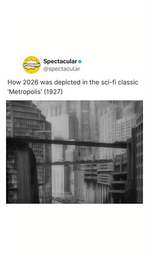 In Metropolis (1927), the year 2026 is imagined as a dazzling yet deeply divided future. The city is a vast vertical megapolis of soaring skyscrapers, elevated highways, and endless motion—an awe-inspiring monument to industrial progress. At the top live the wealthy planners and elites, surrounded by light, gardens, and leisure. Far below, hidden underground, masses of workers labor in regimented shifts, tending colossal machines that resemble living monsters. #metropolis #future #wholesome | Th