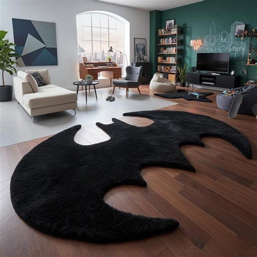 Hand Tufted Batman Logo Wool Rug | Superhero Nursery Carpet - Etsy