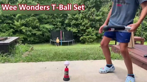 3-in-1 T Ball Set - Adjustable Height, Hanging Tee Ball Set with Automatic Pitching Machine/6 Balls/Retractable Bat, TBall Stand Suit for Outdoor, Sport Toys Gifts for Kids Boys Age 3+