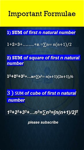 IMPORTANT FORMULAS #education #naturalnumber