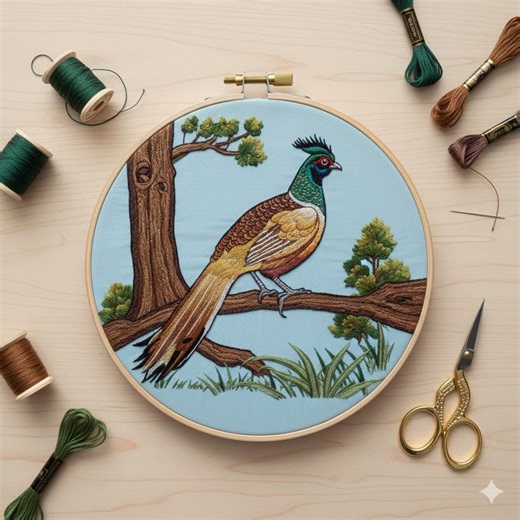 Peacock on Branch Embroidery Pattern, Peacock Hand Embroidery PDF - Etsy